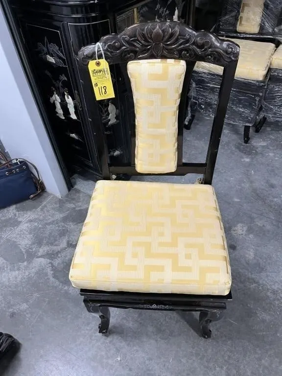 ORIENTAL DINING CHAIRS WITH MOTHER OF PEARL INLAYS