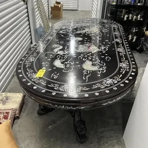 ORIENTAL DOUBLE BASE DINING TABLE WITH MOTHER OF P