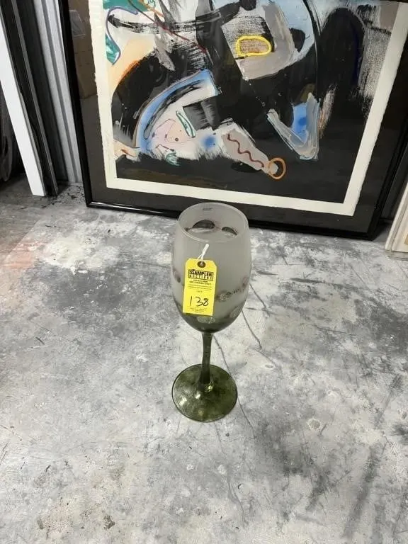 WOMAR GLASS DECORATIVE LARGE WINE GLASS - POLAND