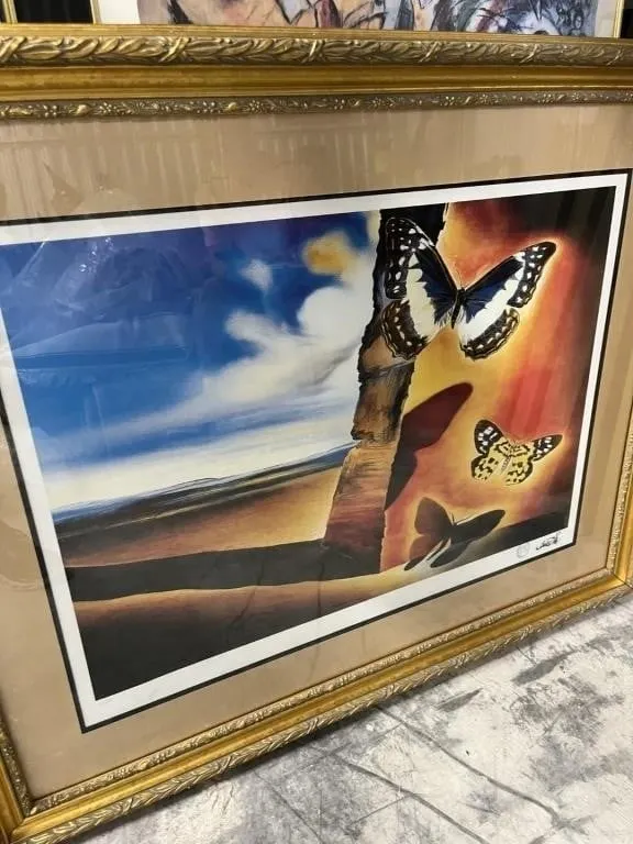 GOLD FRAME PRINT - ''LANDSCAPE WITH BUTTERFLIES''