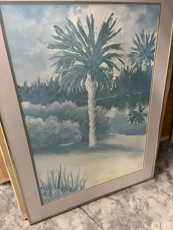 FRAMED ARTWORK - PASTEL PALM TREES - 27''x36''