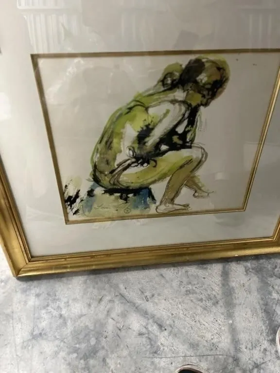 FRAMED WATERCOLOR - ESTATE SIGNED STAMP - LOUIS FI