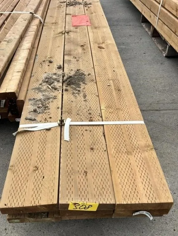 Lot of 9 pieces. 2" x 8" x 12ft Treated Planks #C