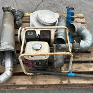 Pallet w/Water Pump, Furnace Ducting, Ice Auger,