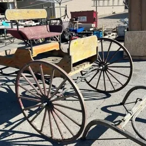 Wooden Horse Drawn Buggy w/38" Front Wheels, 42"
