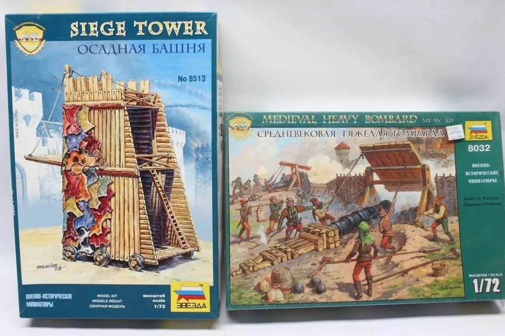 Zvezda 1/72 Siege Tower & Medieval Heavy Bombard