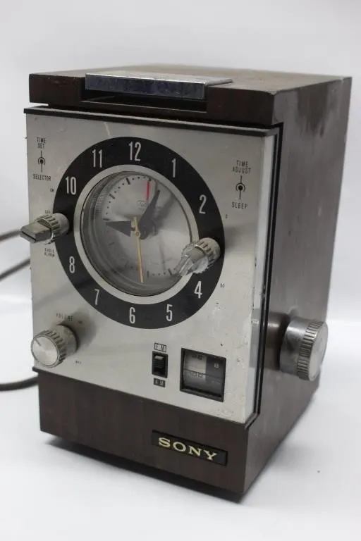 Vintage Sony Telechron Alarm Clock Radio, Wood