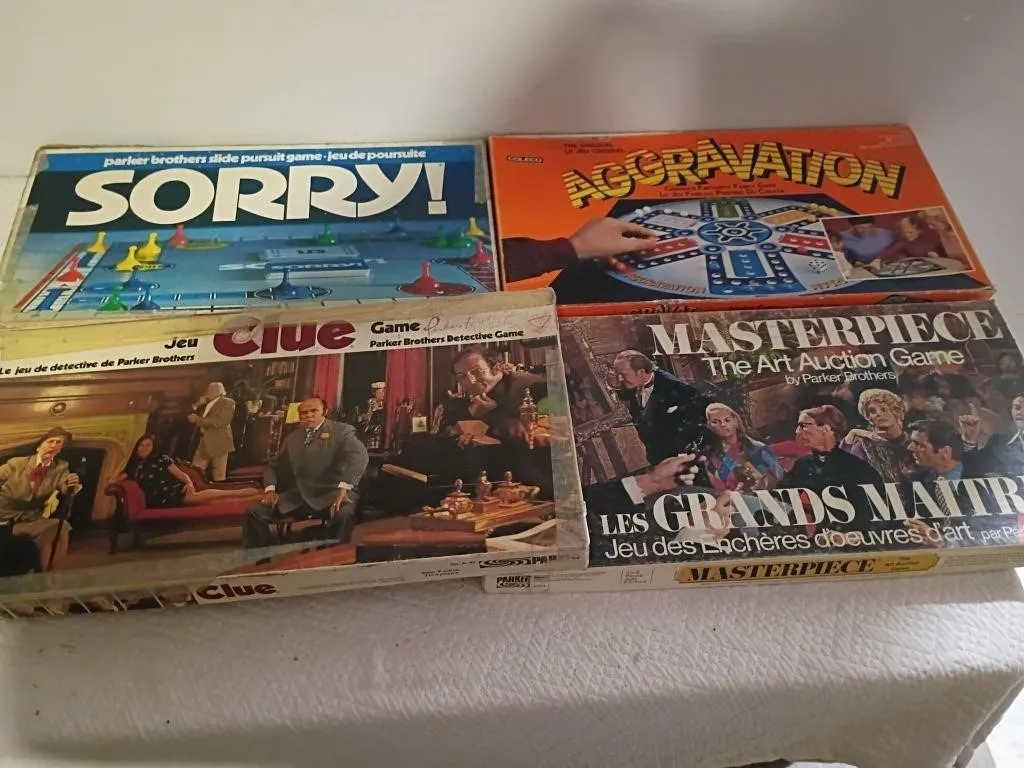 4 BOARD GAMES SORRY AGGRAVATION CLUE AND
