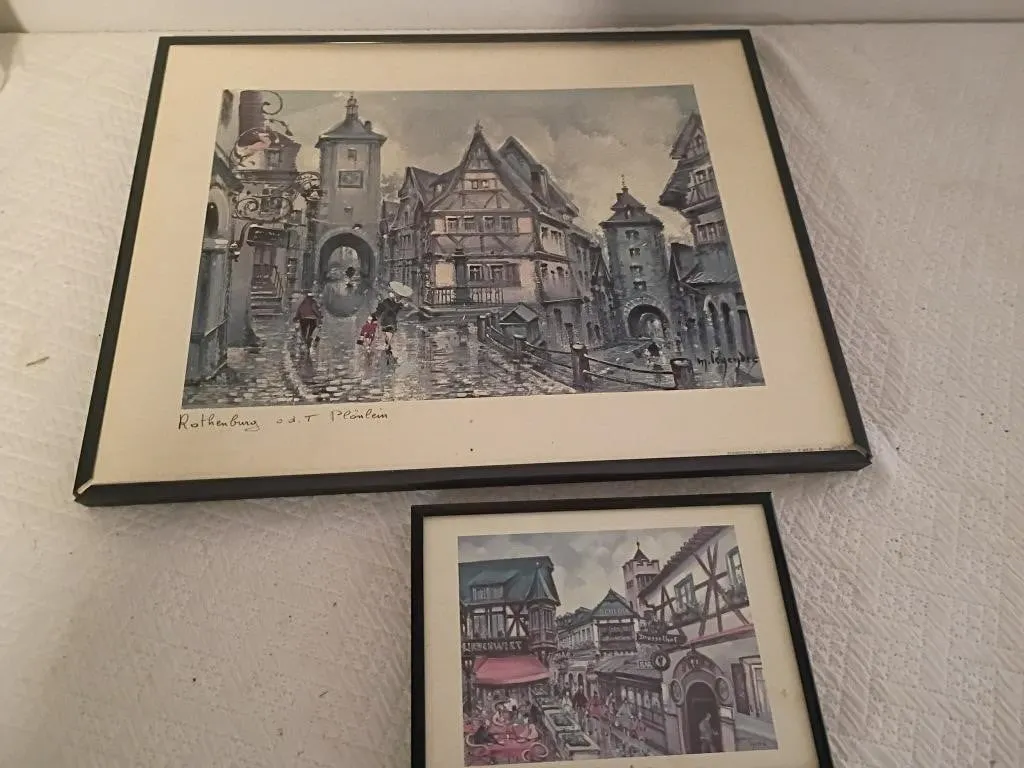 LOT OF 2 VINTAGE FRAMED GERMAN PICTURES