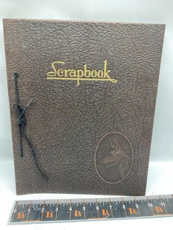 Vintage Leather Scrapbook with Embossed Fox Design