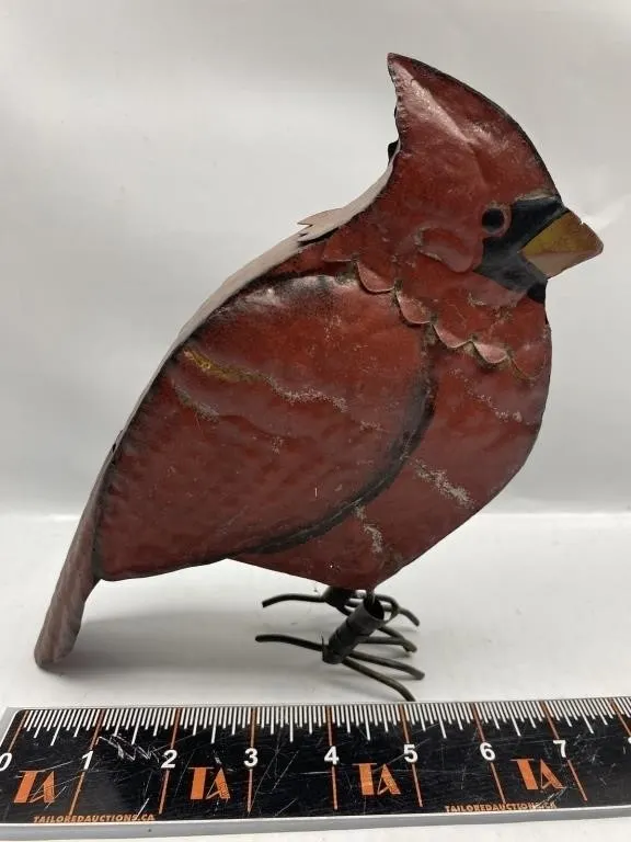 Metal Cardinal Bird Sculpture