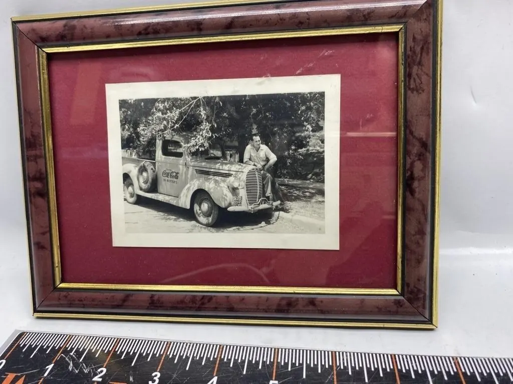 Framed B&W Photo: Man with Coca-Cola Delivery