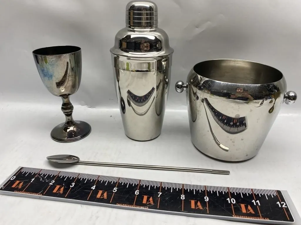 Stainless Steel Cocktail Shaker Set with Goblet &