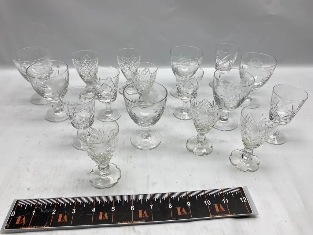 Set of Cut Crystal Cordial/Sherry Glasses