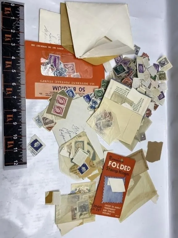 Postage Stamps & Etched Crystal Wine Glasses