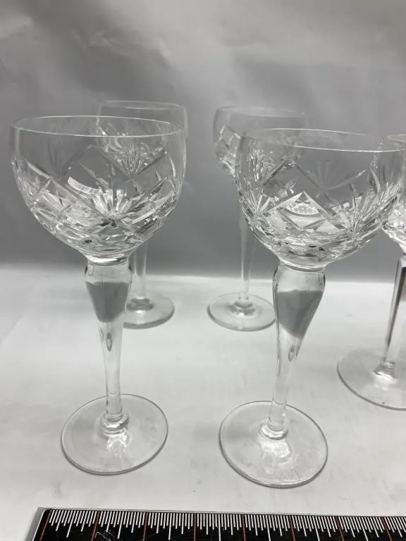 Cut Crystal Wine Hock Glasses, Set of 8