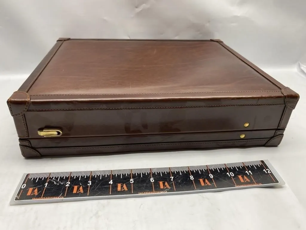 Brown leather combination briefcase with organizer