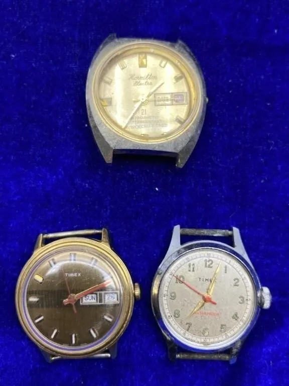 Vintage men's watch lot: Hamilton Electra, Timex