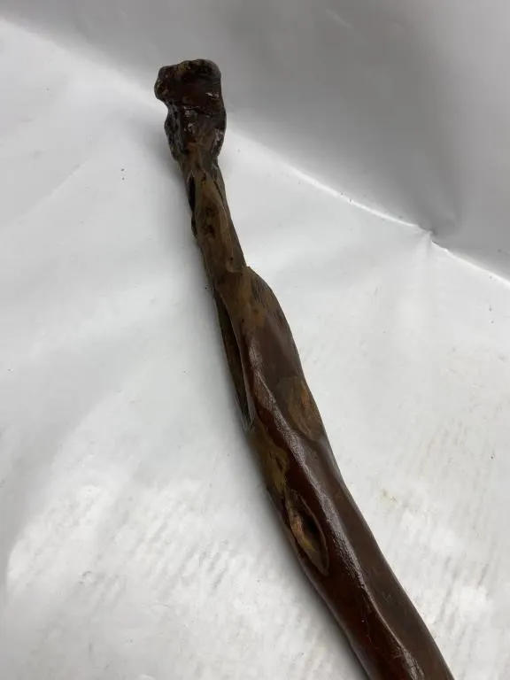 Carved Burl Wood Walking Stick/Cane