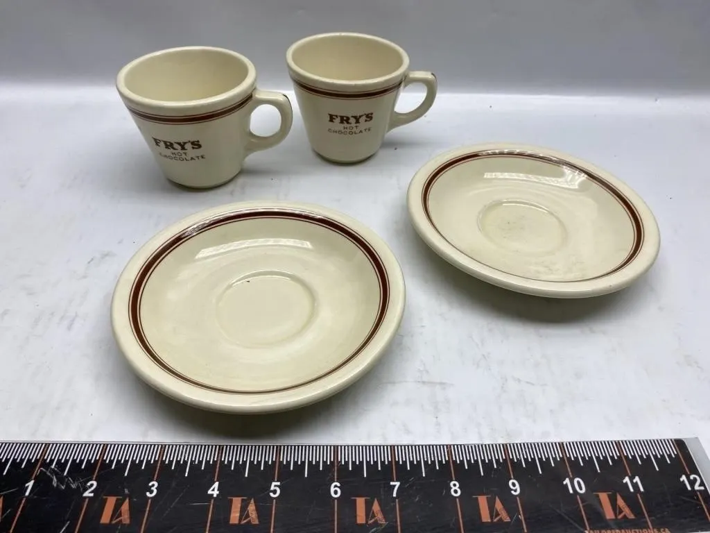 Fry's Hot Chocolate Mugs & Saucers, Duraline