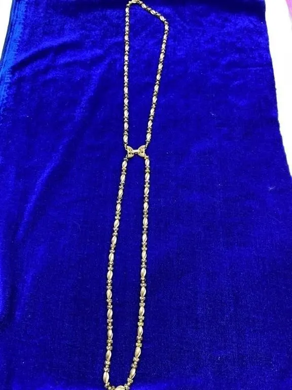Trifari Gold-Tone Beaded Necklace with Bow Clasp