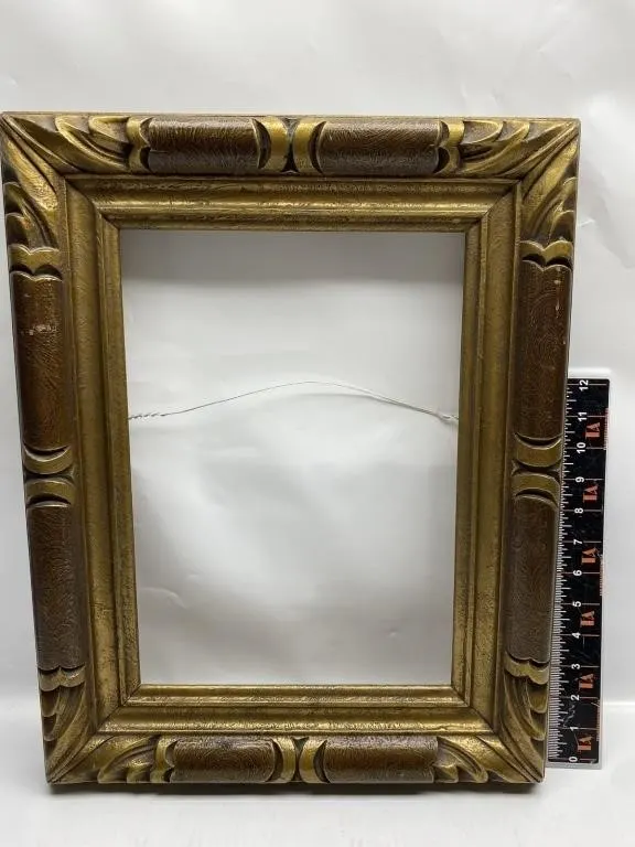 Ornate Carved Gold-Tone Wood Picture Frame