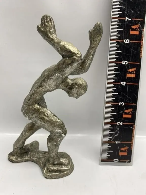 Cast metal abstract gymnast/acrobat figure statue