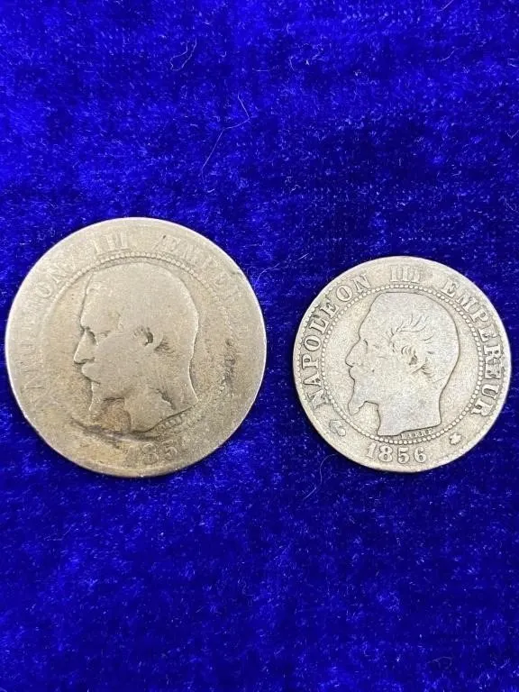 Two Napoleon III French Coins, 1855 & 1856