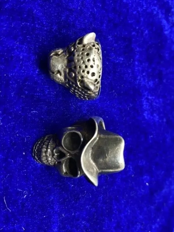 Sterling Silver Skull & Leopard Head Rings (2)