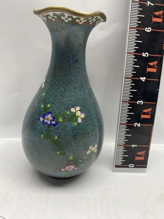 Cloisonné floral vase