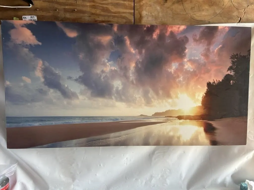 Framed Beach Sunset Canvas Print