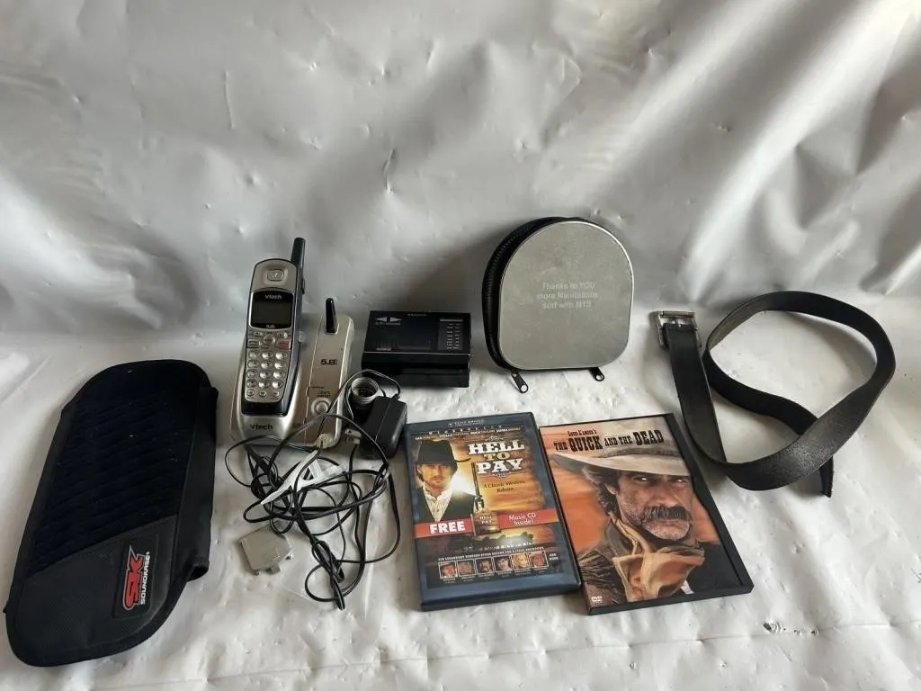 VTech Cordless Phone, Radio, DVDs & Belt