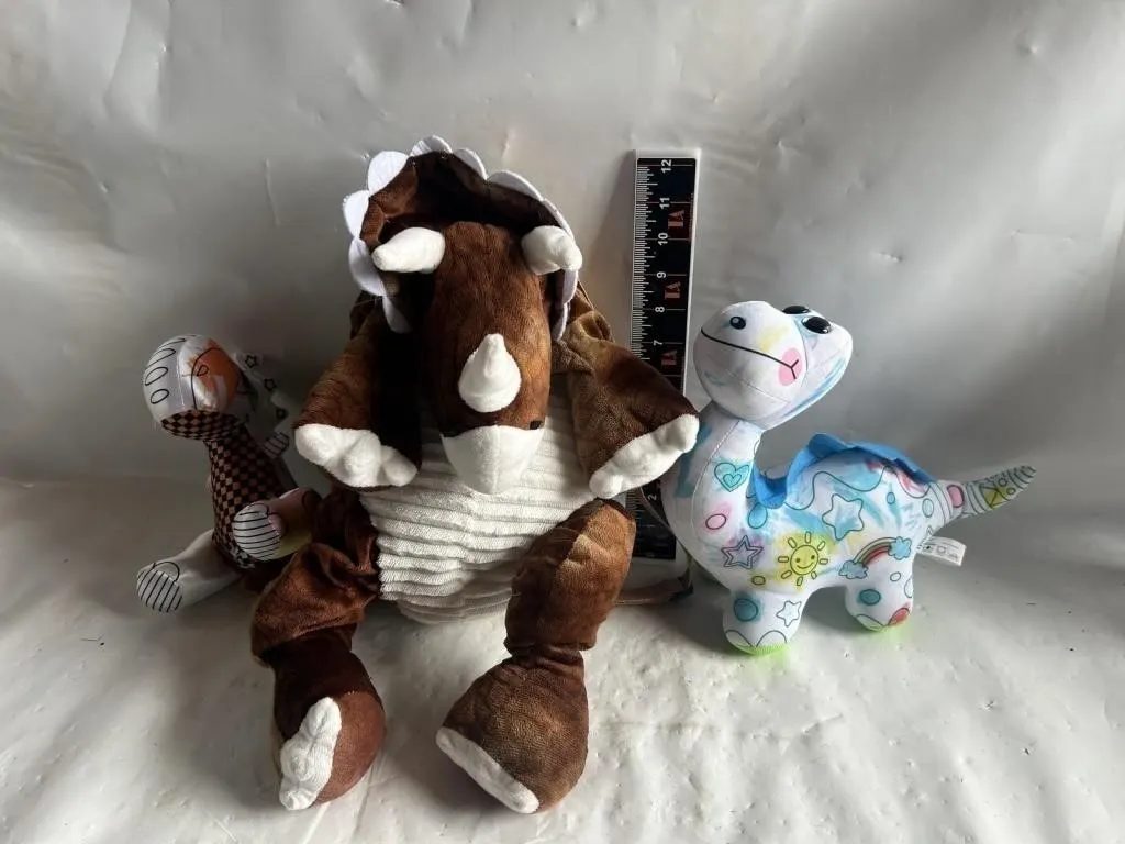 Plush dinosaur toys, set of 3