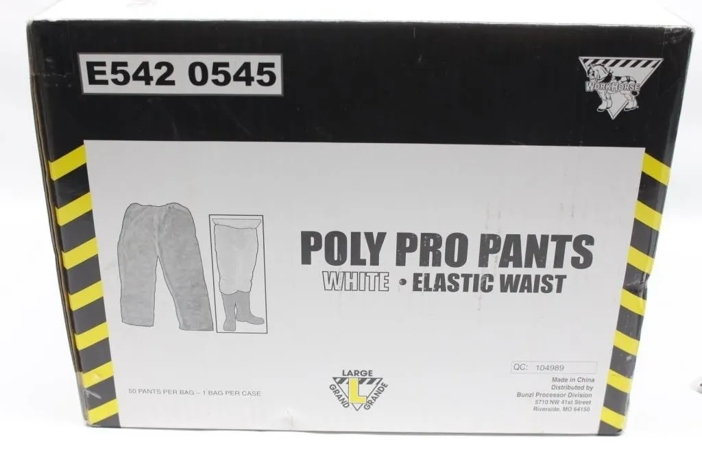 Workhorse Poly Pro Pants, White, Large, Case of 50