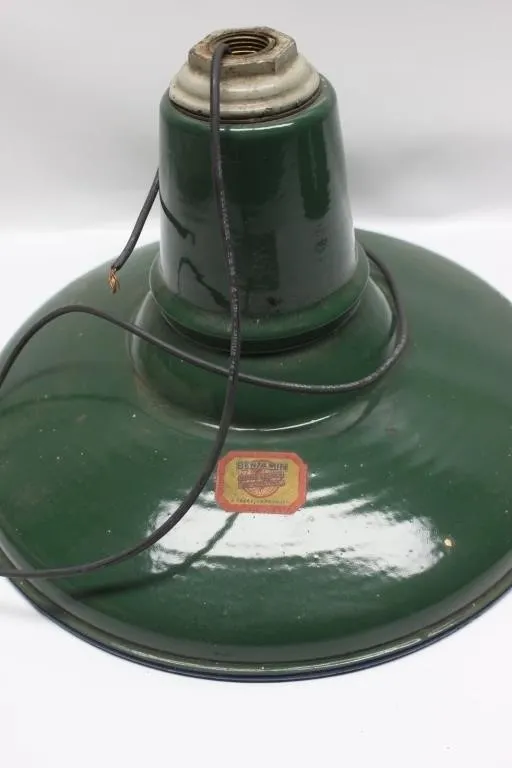 Vintage Benjamin Green Enamel Industrial Light