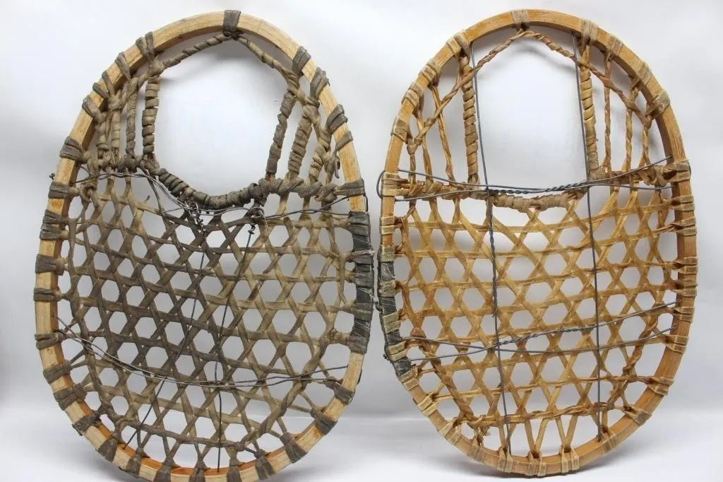 Pair of Vintage Wood-Frame Snowshoes