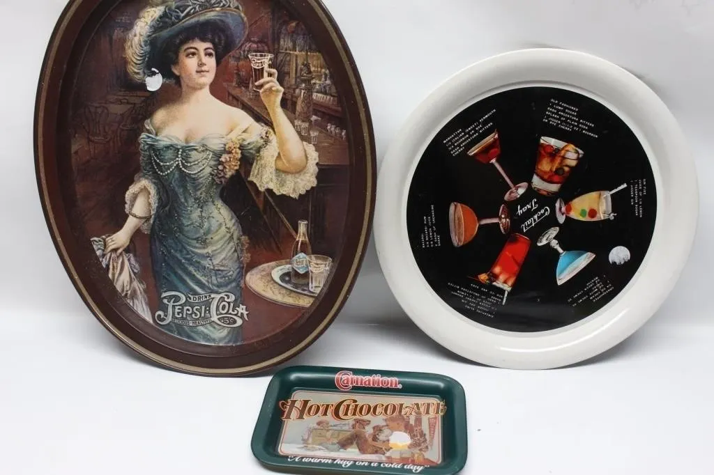 Pepsi-Cola, Cocktail Tray & Carnation Trays Lot