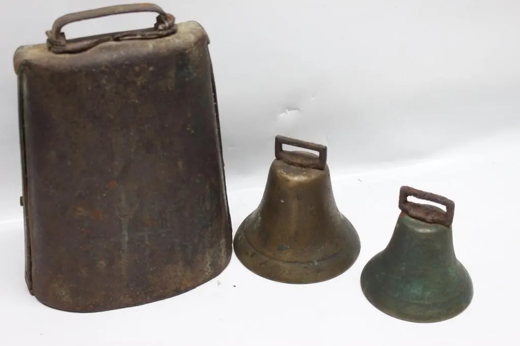 Lot of 3 Antique Brass Cow/Goat Bells