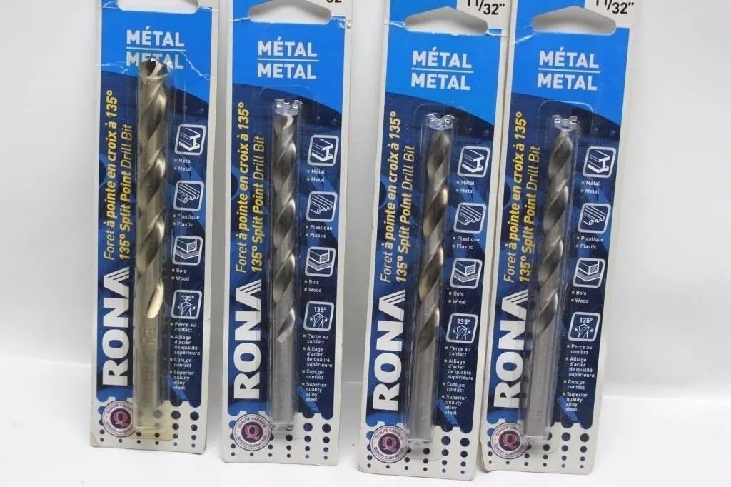 RONA 11/32" Split Point Metal Drill Bits, Qty 4