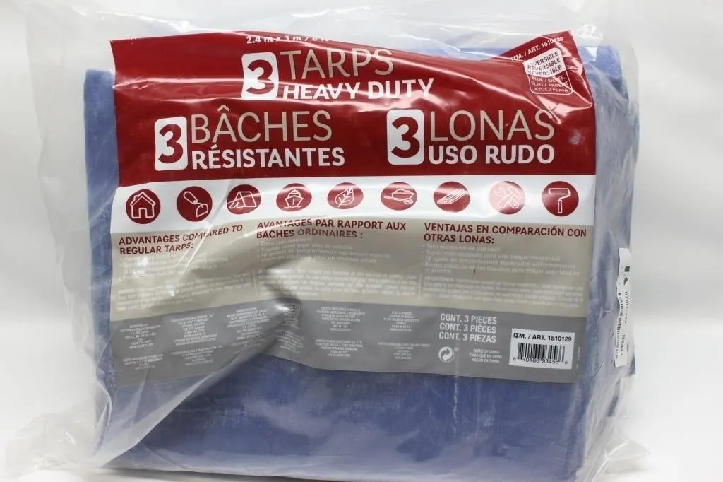 Costco 3-Pack Heavy Duty Tarps, 2.4m x 3m