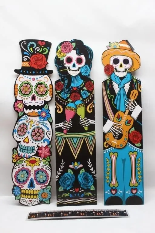 Day of the Dead Wooden Skeleton Wall Decor Set (3)