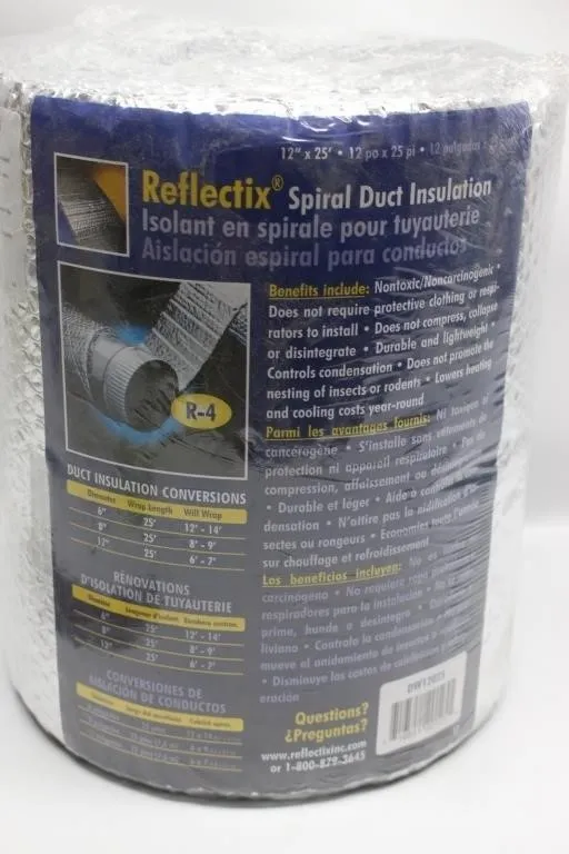 Reflectix Spiral Duct Insulation, 12" x 25'