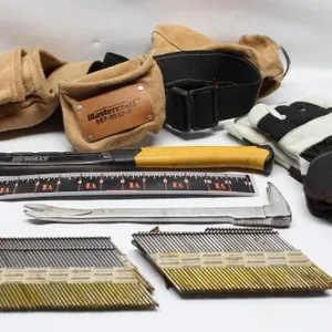 Tool Belt, Hammer, Pry Bars, Gloves & Framing