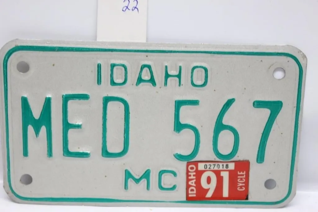 Idaho MED 567 motorcycle license plate