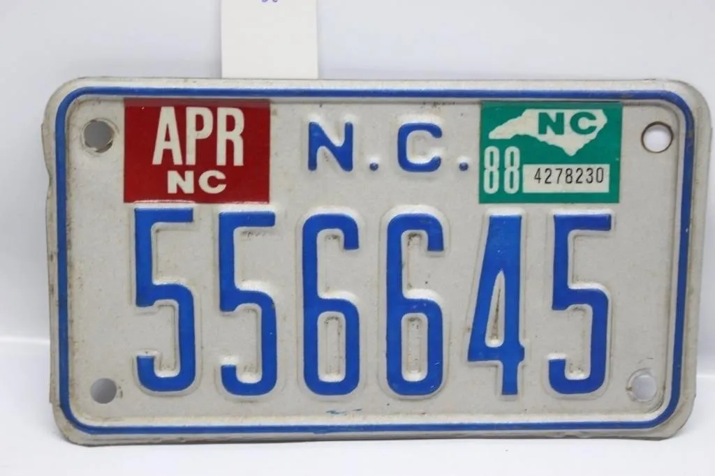 1988 North Carolina Motorcycle License Plate