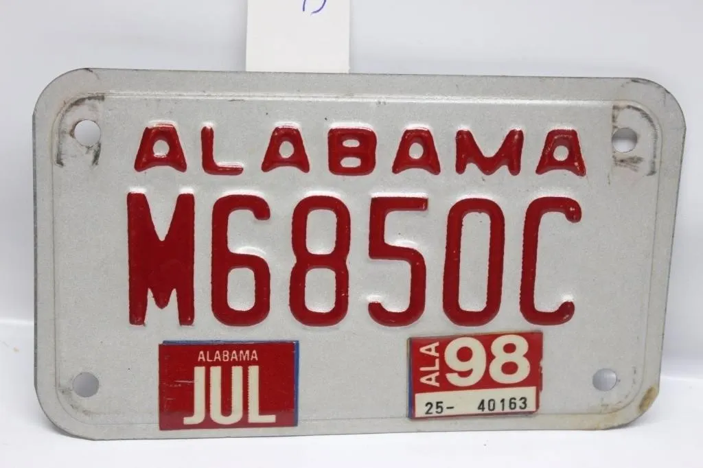 Alabama Motorcycle License Plate M6850C