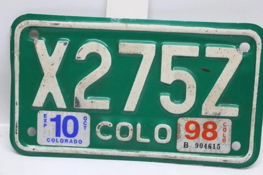 Colorado Motorcycle License Plate X275Z