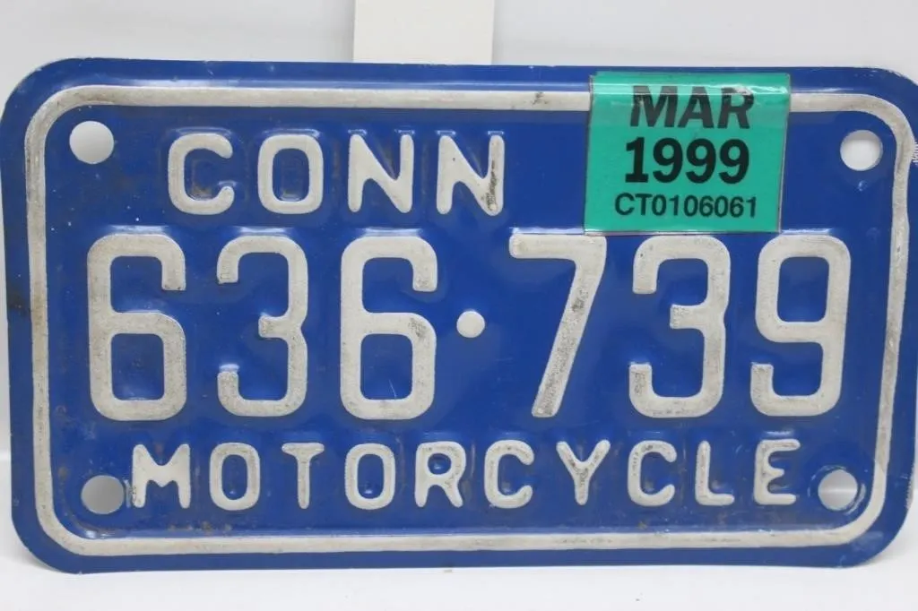 Connecticut & California Motorcycle License Plates