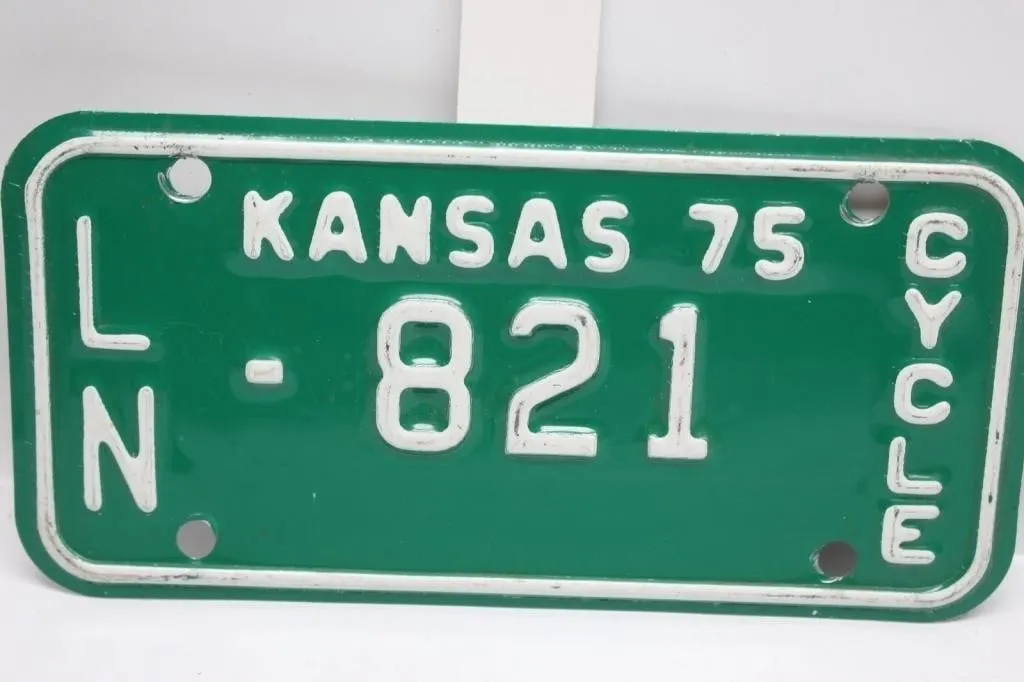 Kansas 1975 Motorcycle License Plate