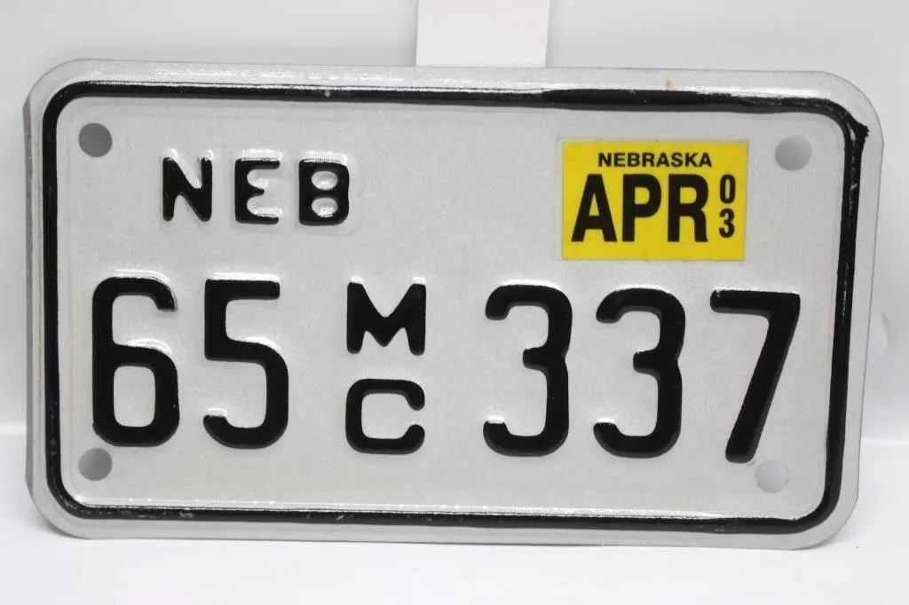Nebraska Motorcycle License Plate 65-MC-337